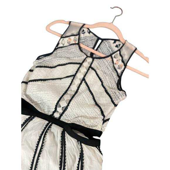 Free People Byzantina Solid Mini Dress Lace Raw Frayed Hem Back Side Cutouts XS - Picture 5 of 16